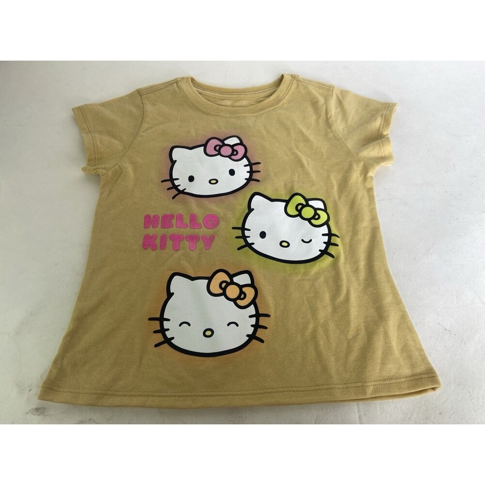 Hello Kitty Tan Short Sleeve T-Shirt Top Girls Size 5